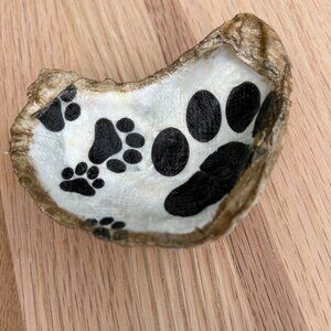 Handmade Paws Oyster Decoupaged Jewelry Trinket - Dog Paws, Dog Moms